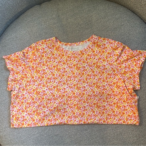 Old Navy Floral Everywear Tee XXL Tall Cotton Boxy Cottagecore Coastal Grandma - Picture 4 of 13